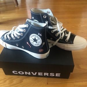 COPY - Converse Ladies Embroidered Floral Black Sneakers Size US 6.5